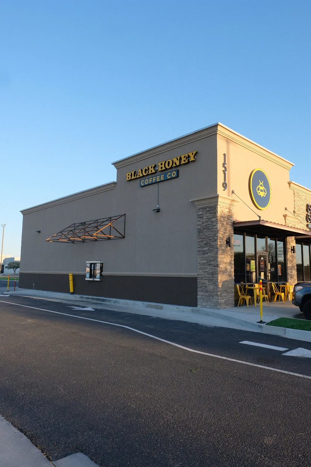 The Black Honey Coffee Co building on S McColl Road in Edinburg, Texas